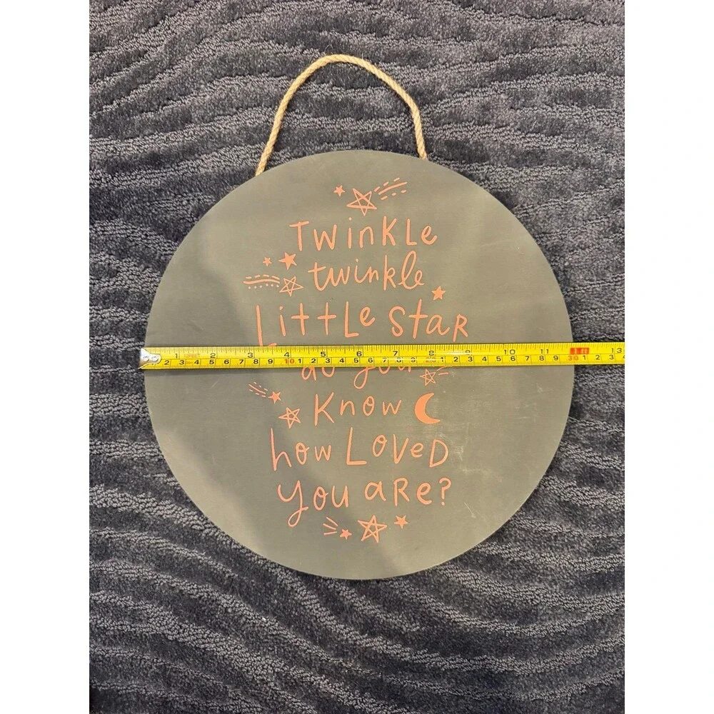 Twinkle Twinkle Little Star Pink Nursery Wall Art 12” Round
